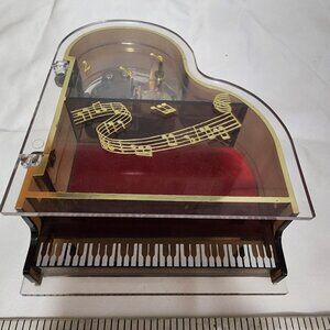 Vintage Grand Piano Music Box – Acrylic with Musical Notes Design